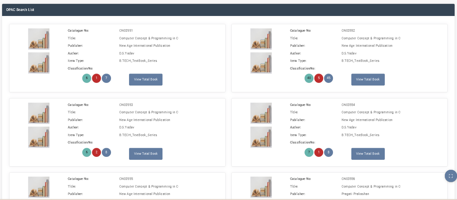 ESCOP library OPAC search results showing book catalogue and availability